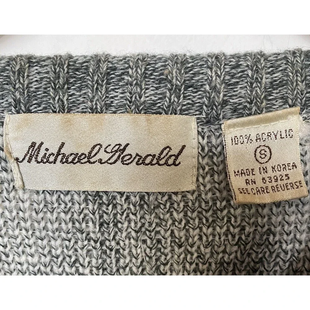 Vintage Michael Gerald Gray and White Geometric Pattern Sweater Mens Size Small